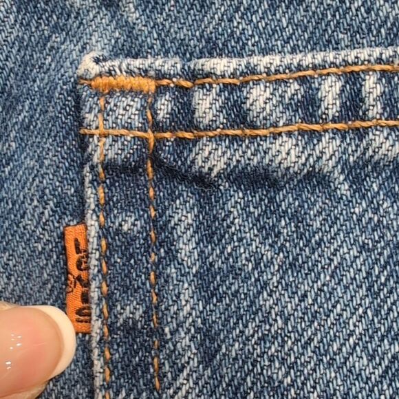 Levi’s Vintage 90’s Orange Tab High Rise Frayed Hem Cut Off Denim Shorts Sz 11 - Picture 3 of 11